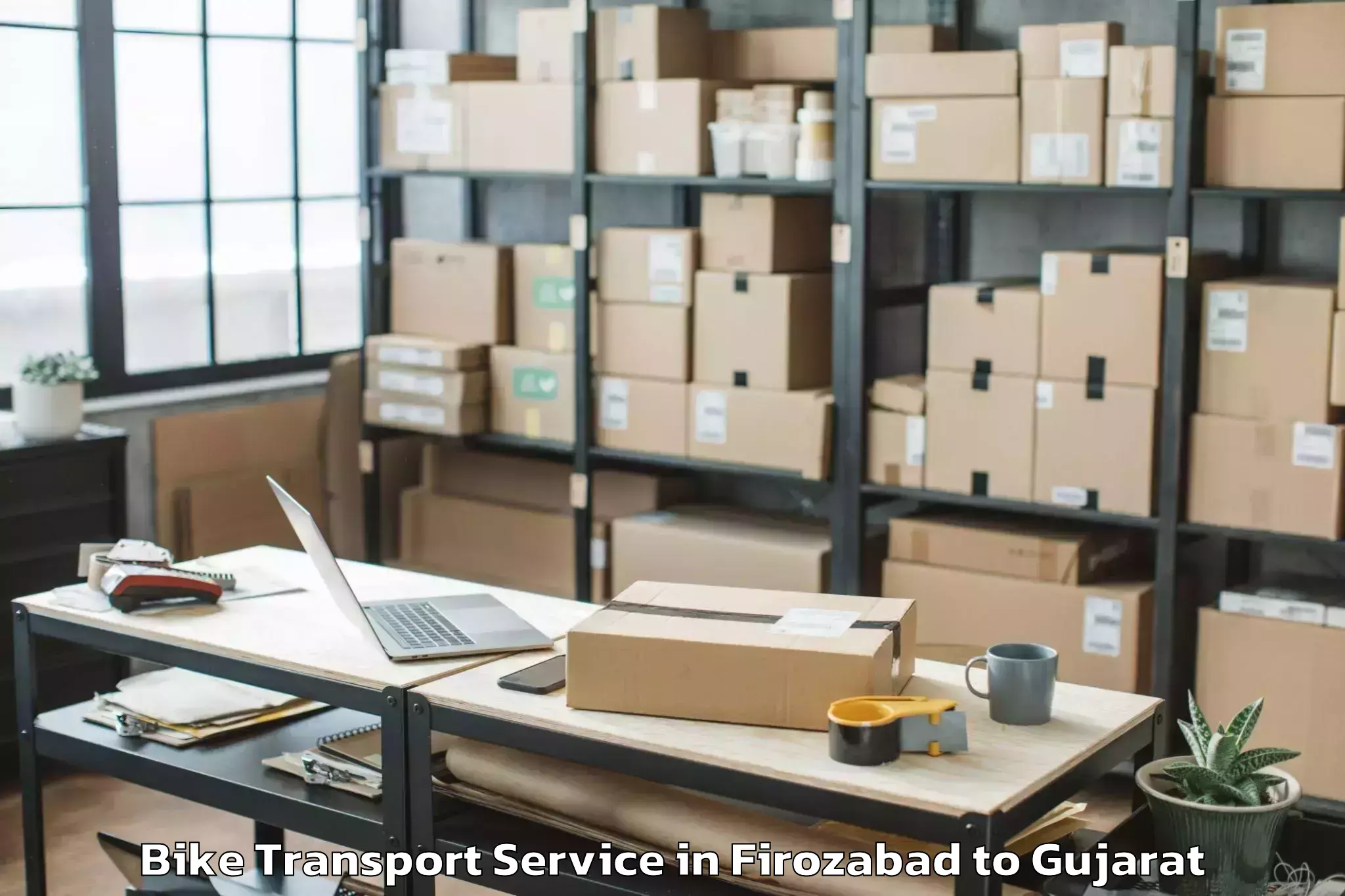 Professional Firozabad to Kundla Bike Transport